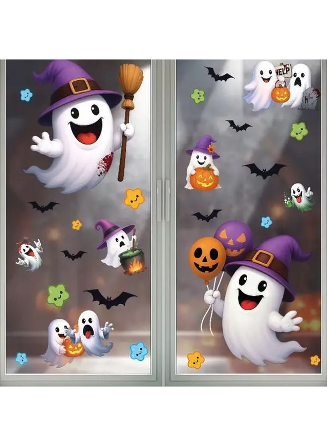 Halloween Pumpkin Ghost Window Stickers 2 Sheets Glass Castle Decorations - Image 3